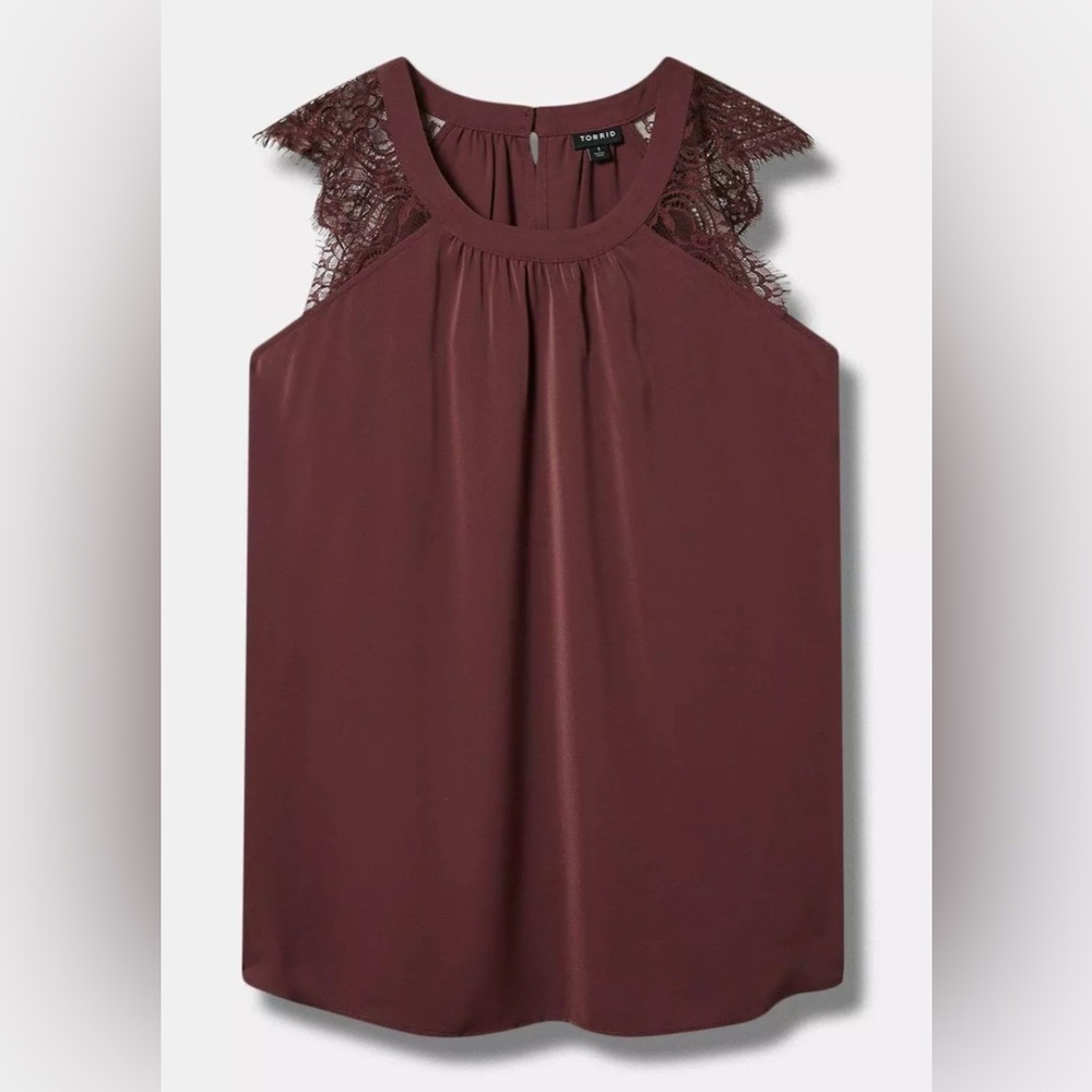 NWOT Torrid Studio Crepe De Chine Lace Trim Blouse - size 2 (18/20)